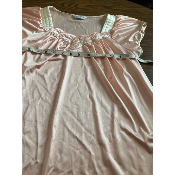 Vanity Fair vintage peach cream night gown and button front robe size S/M - Picture 4 of 10